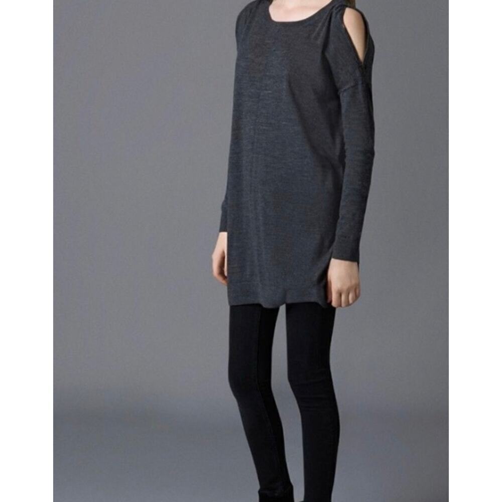 AllSaints Novara Jumper Dress Sweater Wool Pullover Cutout Charcoal Gray Size XS